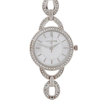 Ladies silver oval link watch